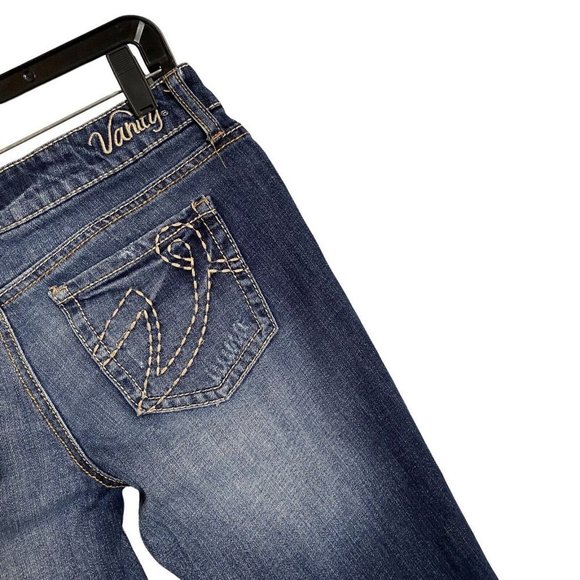 Vanity Dakota Capri Skimmers Denim Jeans Womens Size 28 Distressed Darker Blue - Picture 8 of 8